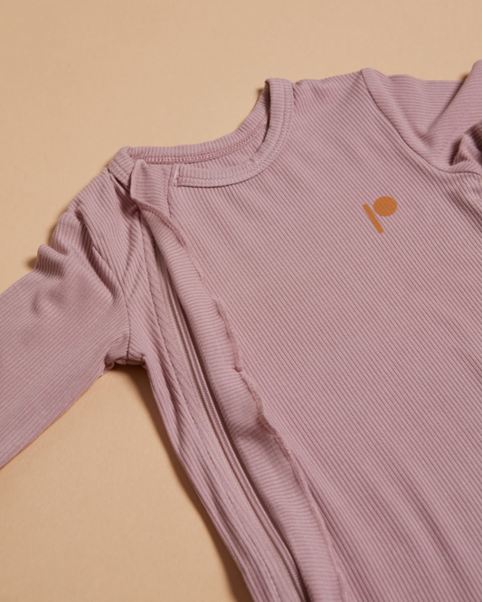 Ribbed Sleepsuit - Powder Pink