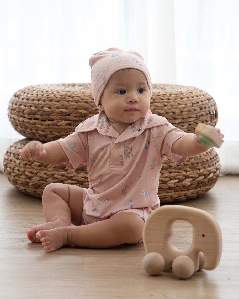 Collared Romper - Apricot