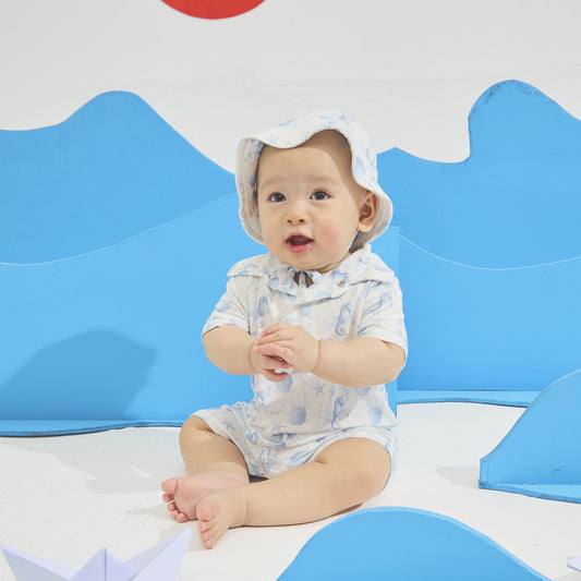 Collared Romper - Sea Breeze