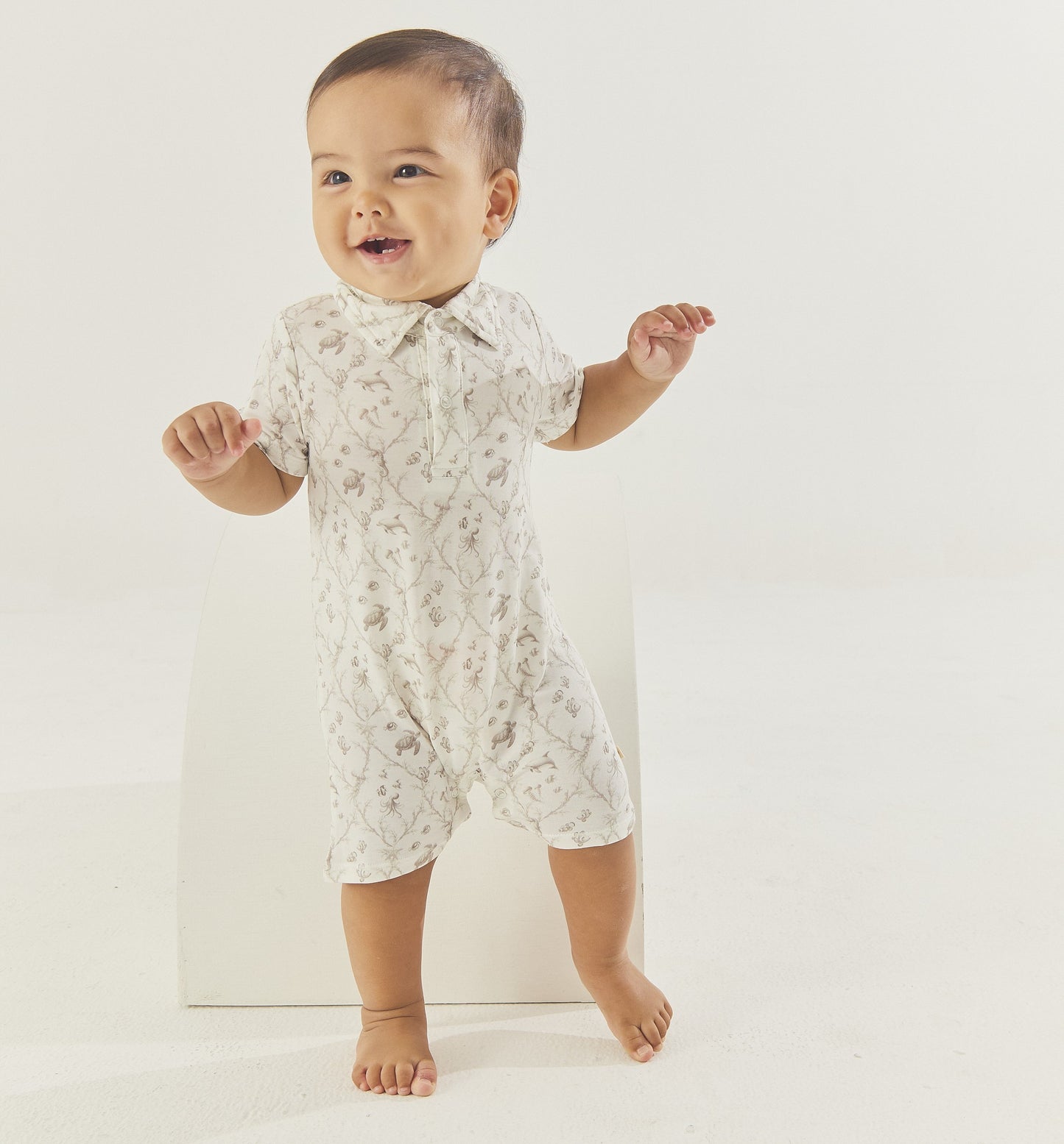 Collared Romper - Stormy Coast