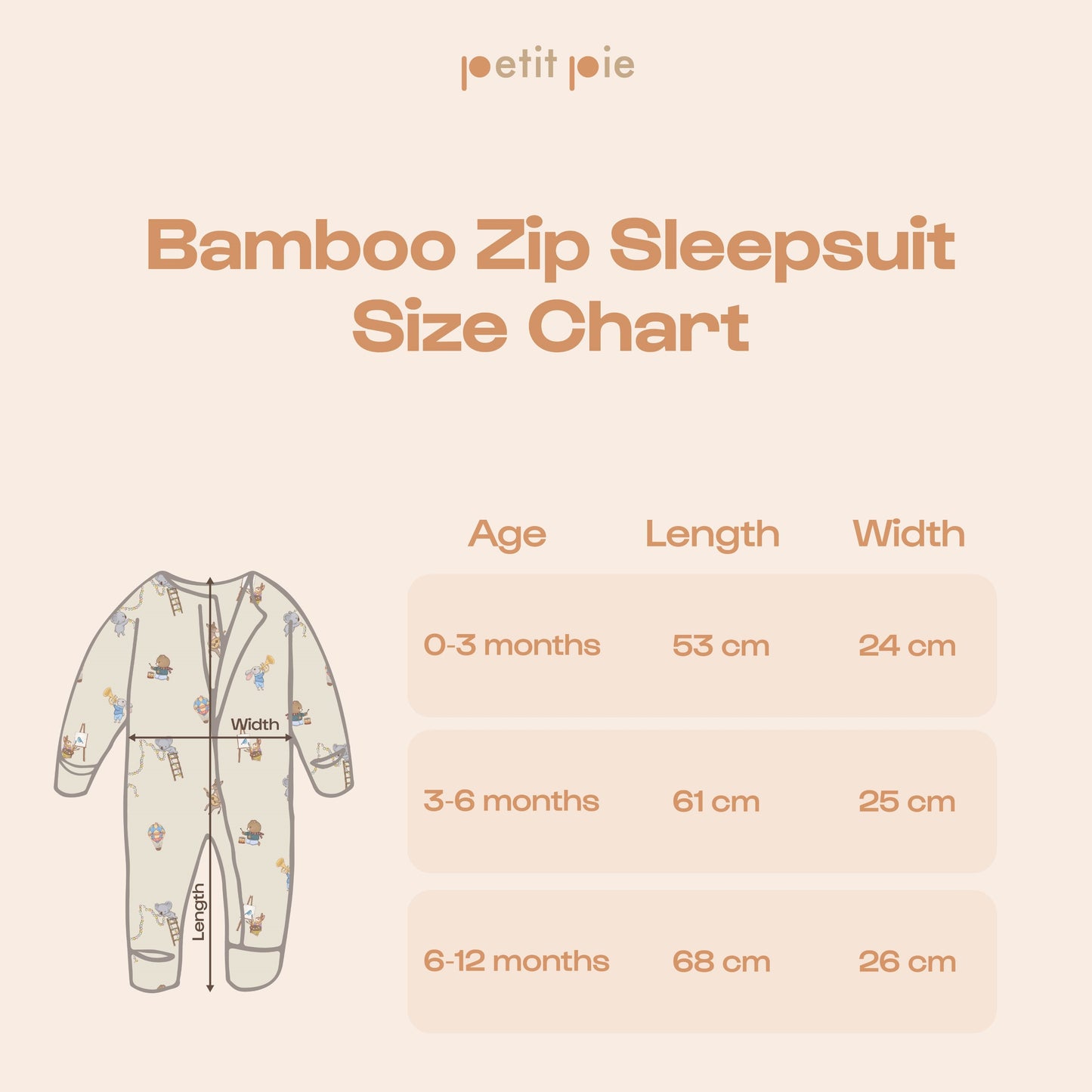 Zip Sleepsuit - apricot