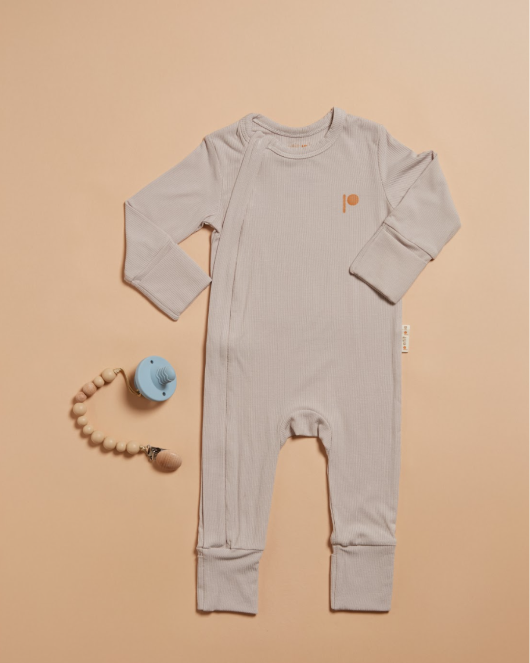 Ribbed Sleepsuit - Beton
