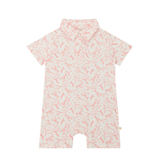 Collared Romper - Pink Reef
