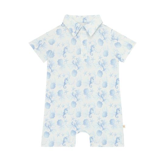 Collared Romper - Sea Breeze