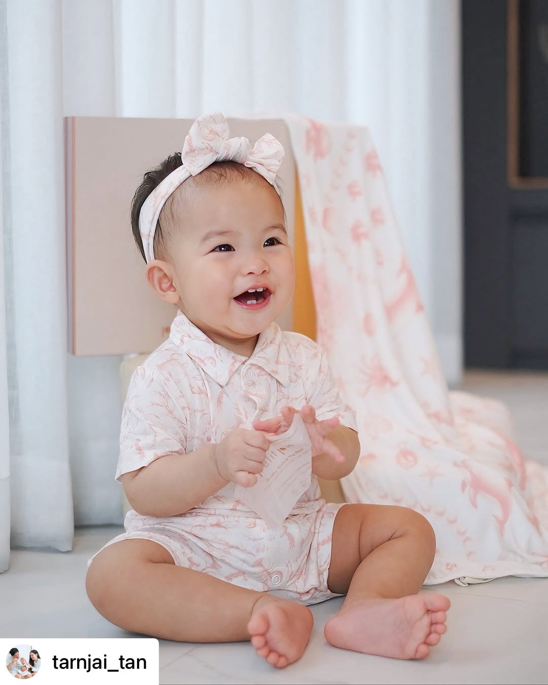 Collared Romper - Pink Reef