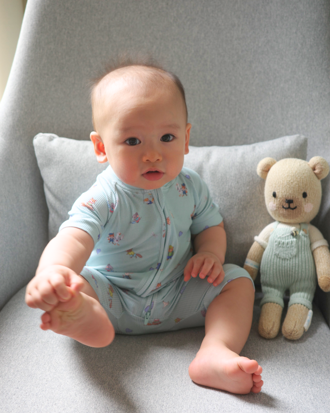 Ribbed Romper - Pistachio