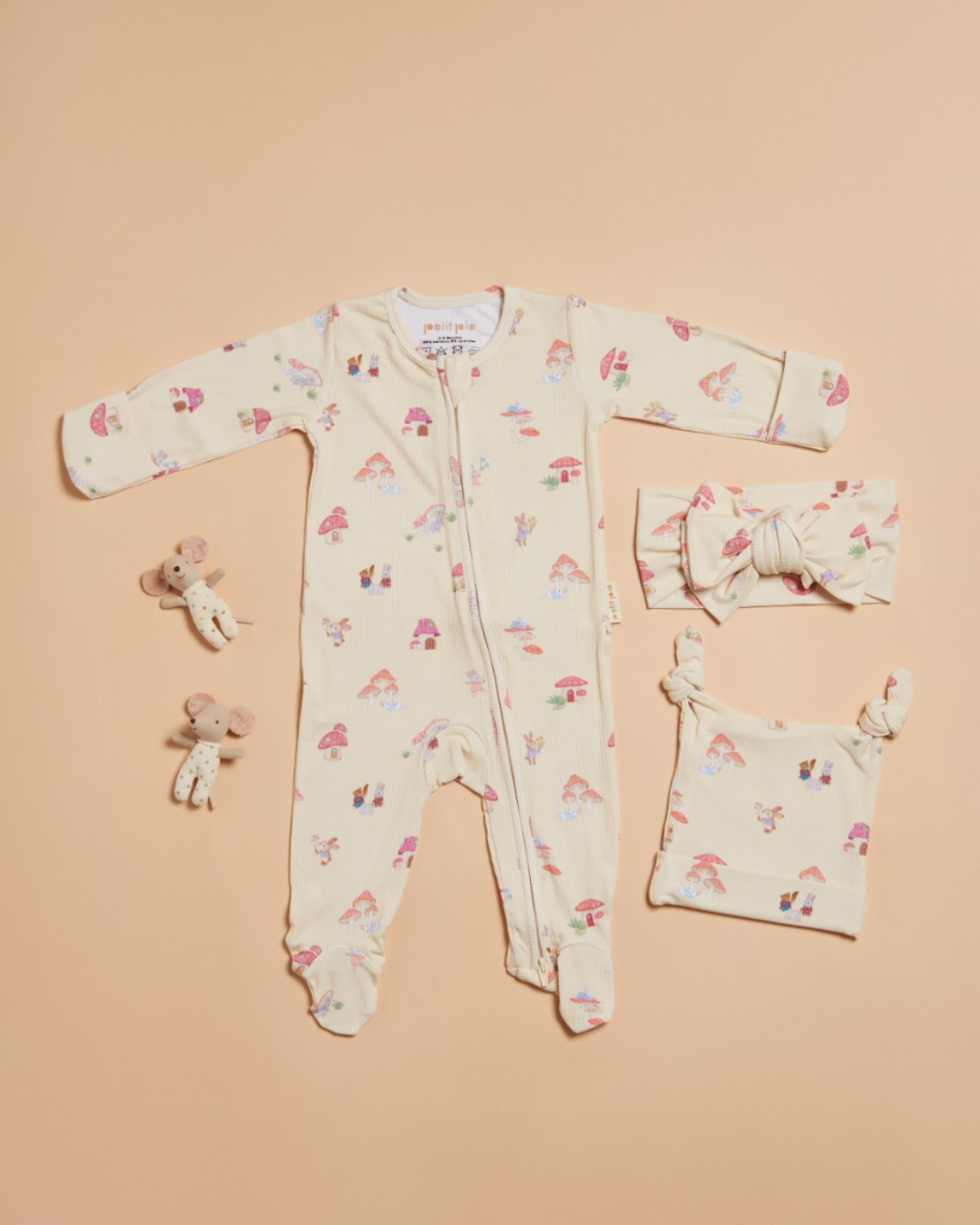 Ribbed Sleepsuit - Mellow Mushroom