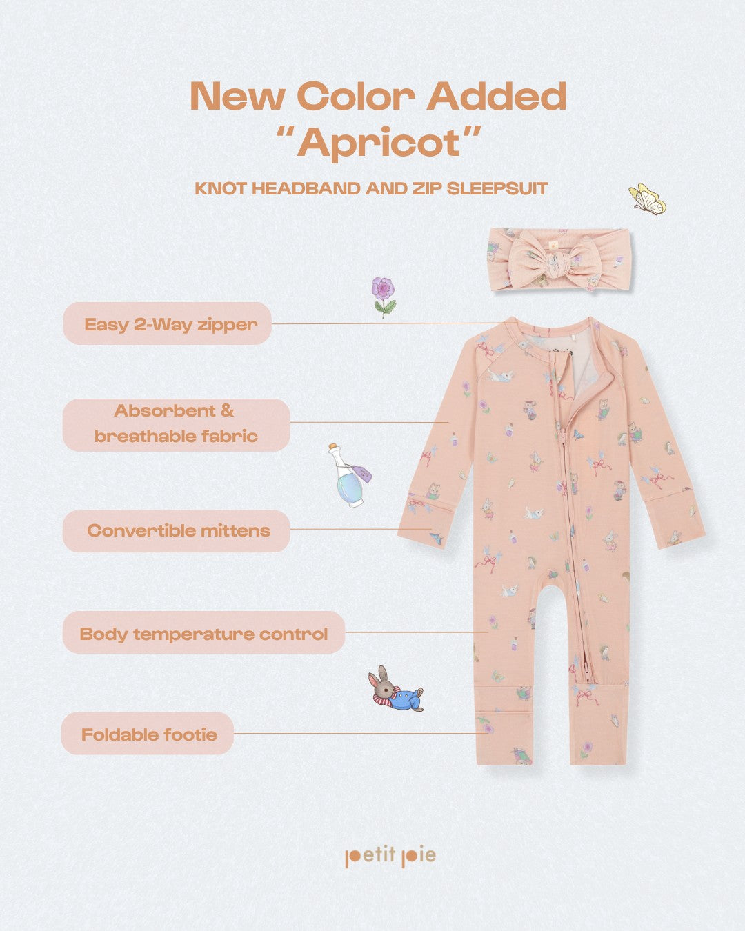 Zip Sleepsuit - apricot