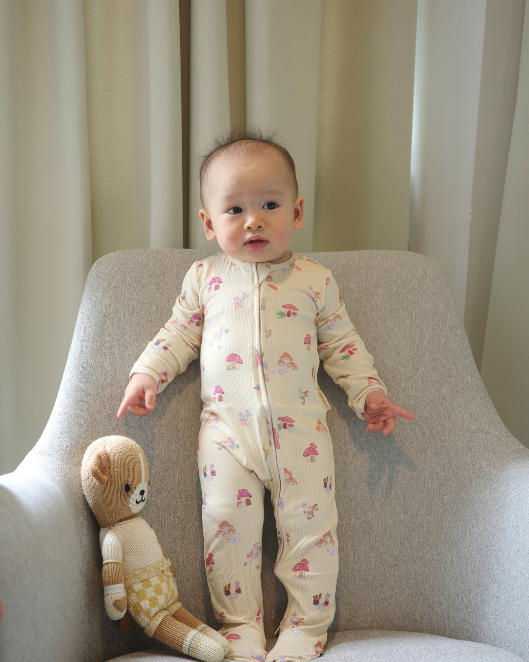 Ribbed Sleepsuit - Mellow Mushroom