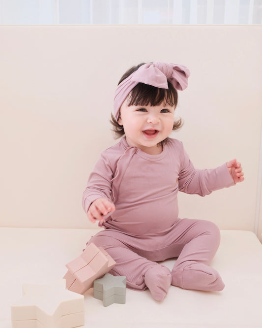 Ribbed Sleepsuit - Powder Pink