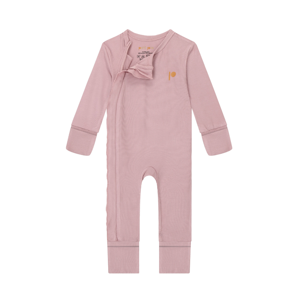 Ribbed Sleepsuit - Powder Pink