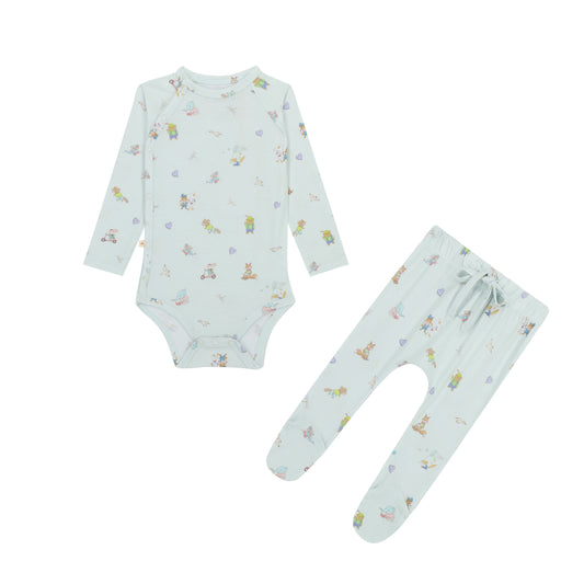Long Sleeve Onesie 2-Piece Set - Mint