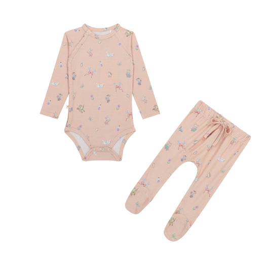 Long Sleeve Onesie 2-Piece Set - Apricot